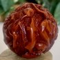 Chinese Red Faux Amber Carved Zodiac Ball 12 Animals Horse Rat Monkey Ram 1.8"