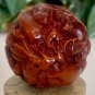 Chinese Red Faux Amber Carved Zodiac Ball 12 Animals Horse Rat Monkey Ram 1.8"