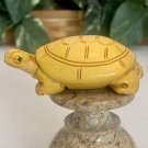 Vintage Boxwood Turtle Netsuke Animal Figurine Hand Carved Wood Sculpture 2.7"