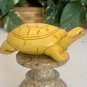 Vintage Boxwood Turtle Netsuke Animal Figurine Hand Carved Wood Sculpture 2.7"