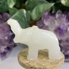 Calcite Carved Elephant Figurine Crystal Animal Carving Natural Onyx Statue 2"