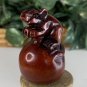 Vintage Hand Carved Boxwood Rat on Ball Netsuke Animal Figurine Wood Carving 2.3