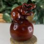Vintage Hand Carved Boxwood Rat on Ball Netsuke Animal Figurine Wood Carving 2.3