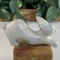 Large Soapstone Carved Rabbit Figurine Stone Bunny Carving Animal Figure 3.8"