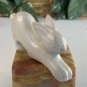 Large Soapstone Carved Rabbit Figurine Stone Bunny Carving Animal Figure 3.8"