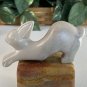 Large Soapstone Carved Rabbit Figurine Stone Bunny Carving Animal Figure 3.8"