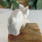 Large Soapstone Carved Rabbit Figurine Stone Bunny Carving Animal Figure 3.8"