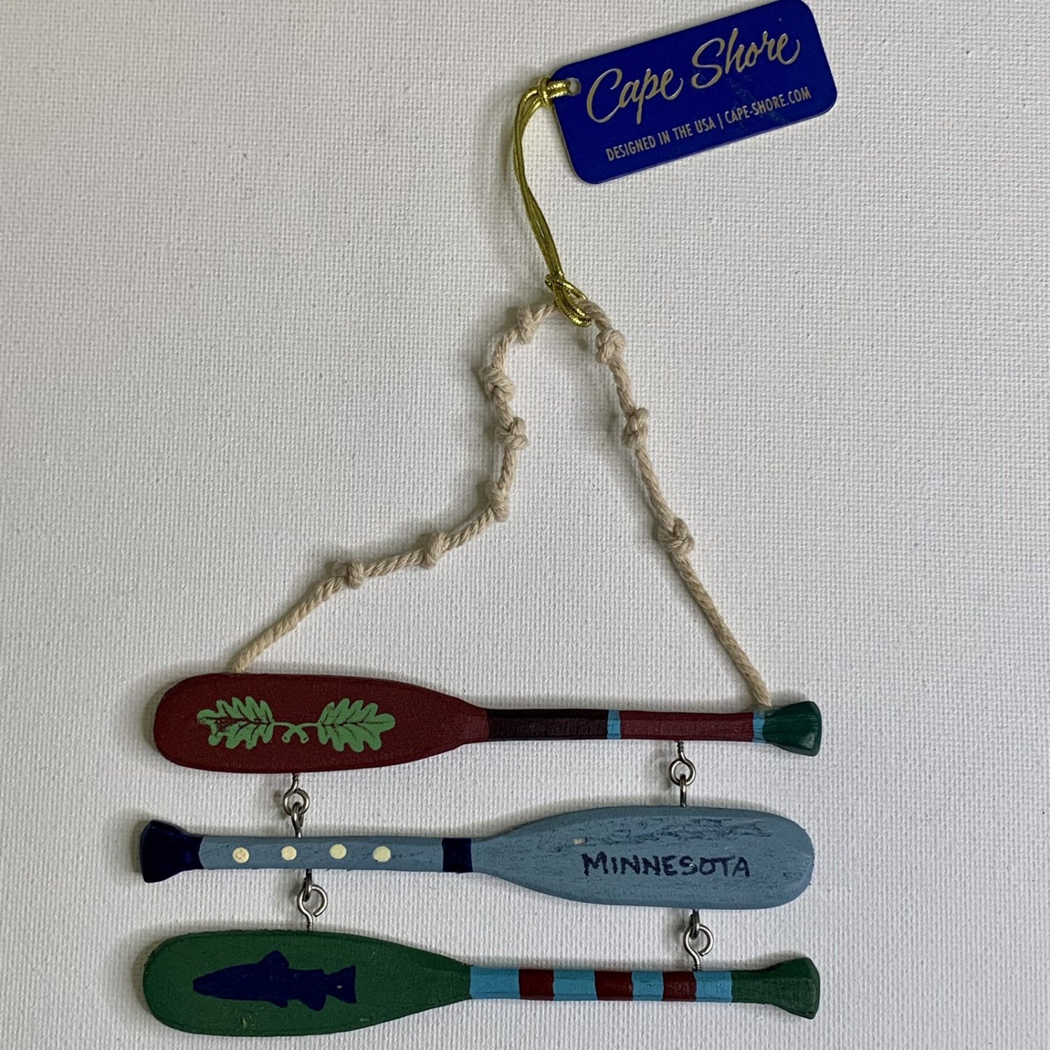 Cape Shore Canoe Ornament Boating Paddles Oars Hanging Wall Art Minnesota USA 6"