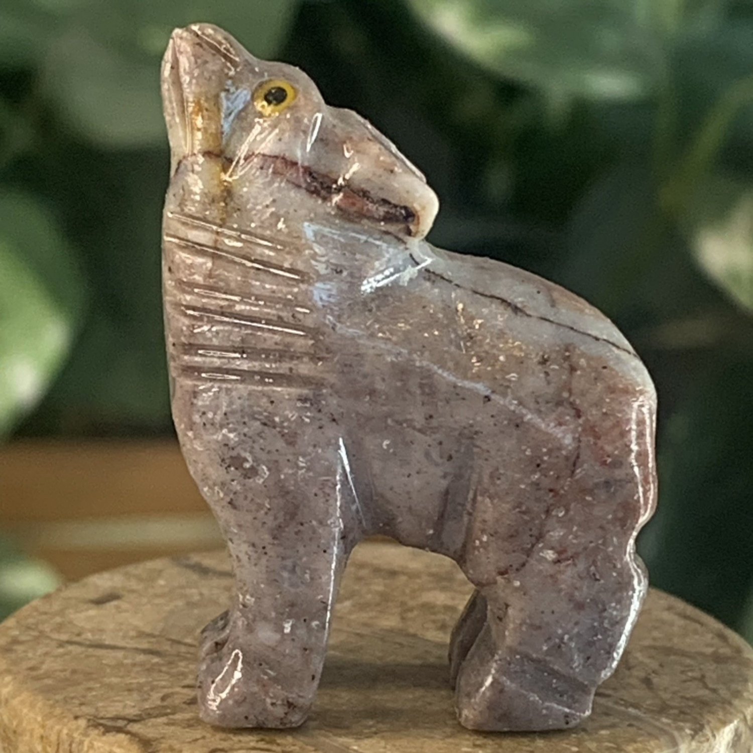 Soapstone WOLF Figurine MINI Carved Stone Coyote Dog Carving Crystal Animal 1.5"