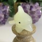 Calcite Crystal Carved Dolphin Figurine Yellow Stone Ocean Marine Animal Figure