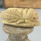 Japanese Netsuke Honey Bee on Leaf Boxwood Carving Hand Carved Wood Insect 2.4" Japanese Netsuke Honey Bee on Leaf Boxwood Carving Hand Carved Wood Insect 2.4"