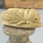 Japanese Netsuke Honey Bee on Leaf Boxwood Carving Hand Carved Wood Insect 2.4"