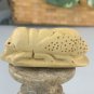 Japanese Netsuke Honey Bee on Leaf Boxwood Carving Hand Carved Wood Insect 2.4"