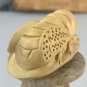 Japanese Netsuke Honey Bee on Leaf Boxwood Carving Hand Carved Wood Insect 2.4"
