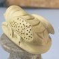 Japanese Netsuke Honey Bee on Leaf Boxwood Carving Hand Carved Wood Insect 2.4"