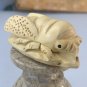 Japanese Netsuke Honey Bee on Leaf Boxwood Carving Hand Carved Wood Insect 2.4"