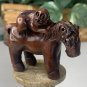 Vintage Hand Carved Netsuke Horse Monkey Boxwood Animal Figurine Wood Carving