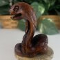 Vintage Boxwood Netsuke Snake Figurine Wooden Animal Carving Wood Carved Figure