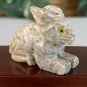 Miniature RABBIT Stone Carving Mini Figurine Steatite Soapstone Animal Figure