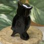 Water Buffalo Hand Carved Horn Owl Figurine Vintage Miniature Animal Bird Figure