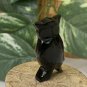 Water Buffalo Hand Carved Horn Owl Figurine Vintage Miniature Animal Bird Figure
