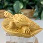 Vintage Boxwood Turtle Leaf Netsuke Animal Figurine Hand Carved Wood Sculpture