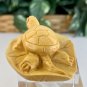 Vintage Boxwood Turtle Leaf Netsuke Animal Figurine Hand Carved Wood Sculpture