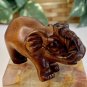 Vintage Boxwood Netsuke Elephant Hand Carved Wood Animal Figurine Carving  2.8"