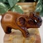 Vintage Boxwood Netsuke Elephant Hand Carved Wood Animal Figurine Carving  2.8"