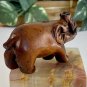 Vintage Boxwood Netsuke Elephant Hand Carved Wood Animal Figurine Carving  2.8"
