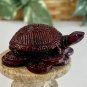 Feng Shui Red Turtle Tortoise Sitting on Chinese Coins Figurine Good Luck 1.9"