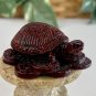 Feng Shui Red Turtle Tortoise Sitting on Chinese Coins Figurine Good Luck 1.9"