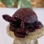 Feng Shui Red Turtle Tortoise Sitting on Chinese Coins Figurine Good Luck 1.9"