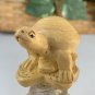 Vintage Boxwood Turtle Netsuke Animal Figurine Hand Carved Wood Carving Figure
