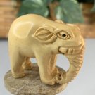 Boxwood Elephant Netsuke Hand Carved Wood Animal Figurine Statue Carving 2.1"