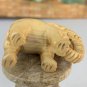 Boxwood Elephant Netsuke Hand Carved Wood Animal Figurine Statue Carving 2.1"