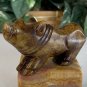 Chinese Jade Stone Rhino Figurine Hand Carved Animal Statue Figure Brown 3.3"
