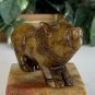 Chinese Jade Stone Rhino Figurine Hand Carved Animal Statue Figure Brown 3.3"