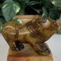 Chinese Jade Stone Rhino Figurine Hand Carved Animal Statue Figure Brown 3.3"