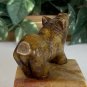 Chinese Jade Stone Rhino Figurine Hand Carved Animal Statue Figure Brown 3.3"
