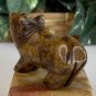 Chinese Jade Stone Rhino Figurine Hand Carved Animal Statue Figure Brown 3.3"