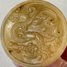 Vintage Chinese Yellow Jade Hand Carved Dragon Beast Belt Buckle Mystical Animal Vintage Chinese Yellow Jade Hand Carved Dragon Beast Belt Buckle Mystical Animal