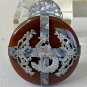 Vintage Red Jade Chinese Dragon Phoenix Pendant Miao-Style Metalwork Butterflies