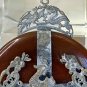 Vintage Red Jade Chinese Dragon Phoenix Pendant Miao-Style Metalwork Butterflies