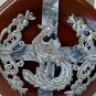 Vintage Red Jade Chinese Dragon Phoenix Pendant Miao-Style Metalwork Butterflies