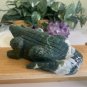 6.2"ALLIGATOR Moss Agate Carved Crystal Lizard Rock Stone Reptile Animal 1.3LBS