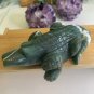 6.2"ALLIGATOR Moss Agate Carved Crystal Lizard Rock Stone Reptile Animal 1.3LBS