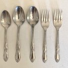 Wm A Rogers Oneida FENWAY DAYDREAM 6" Spoons Forks Stainless Steel Vintage Set 5