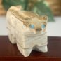 Zuni Mountain Lion Fetish Figurine Native American Animal Carving Turquoise Eyes