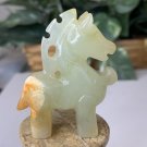 Chinese Jade Stone Horse Figurine Carved Mythical Wealth Beast Animal Pendant 2"